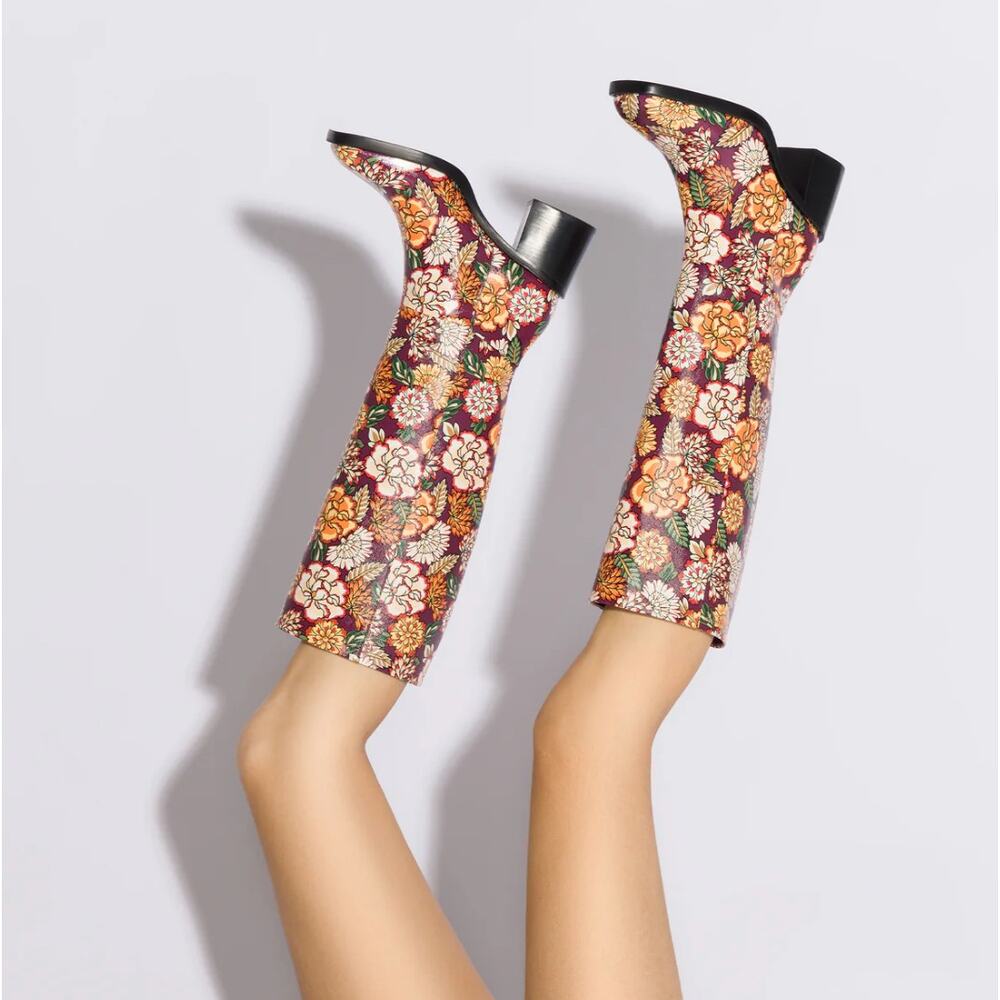 Larroude Multicolor Floral Knee Boots